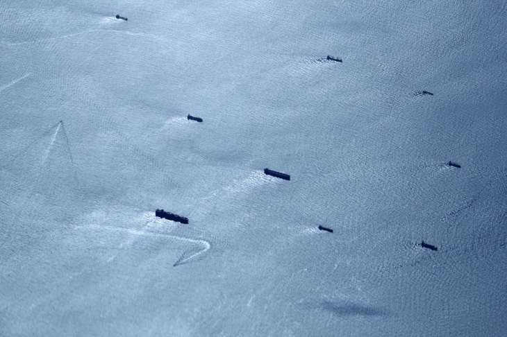 Ships on the Baltic sea seen from above